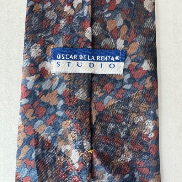 Oscar de la Renta Studio Neck Tie/Multicolor/Blue, Brown, Silver - Picture 3 of 7